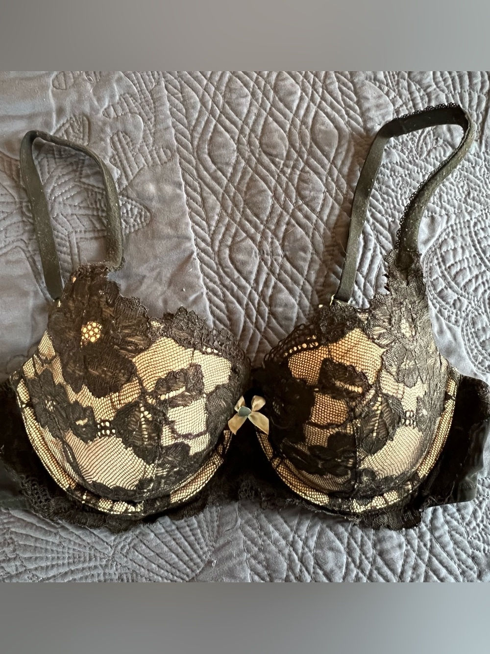 Victoria's Secret Black Lace Bra with Nude Lining